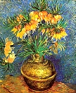 Fritillaires dans un vase de cuivre